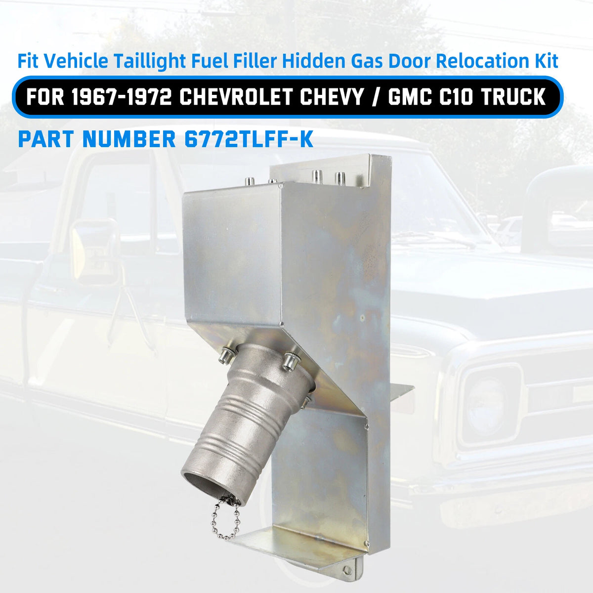 Tail Light Fuel Filler Hidden Gas Door Relocation Kit for Chevy GMC C10 (1967–1972) 6772TLFF-K
