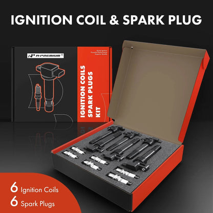 Set of 6 Ignition Coils & Iridium Spark Plugs for Hyundai Santa Fe (2007–2009)