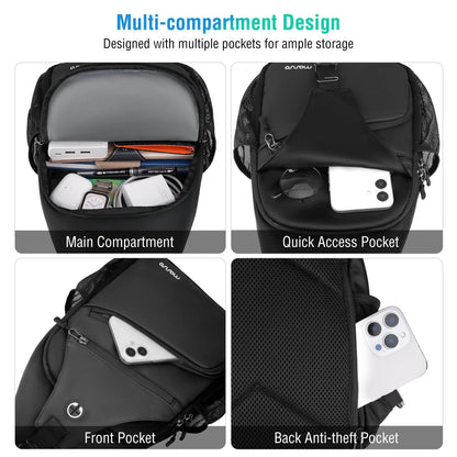 Crossbody Sling Bag for Men (14.57 x 8.27 x 3.15 inches) - Black