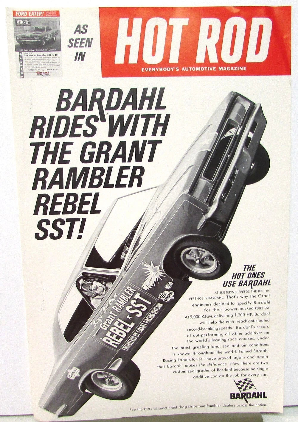 Bardahl Grant Rambler Rebel SST Blown Funny Car Handout (1967)
