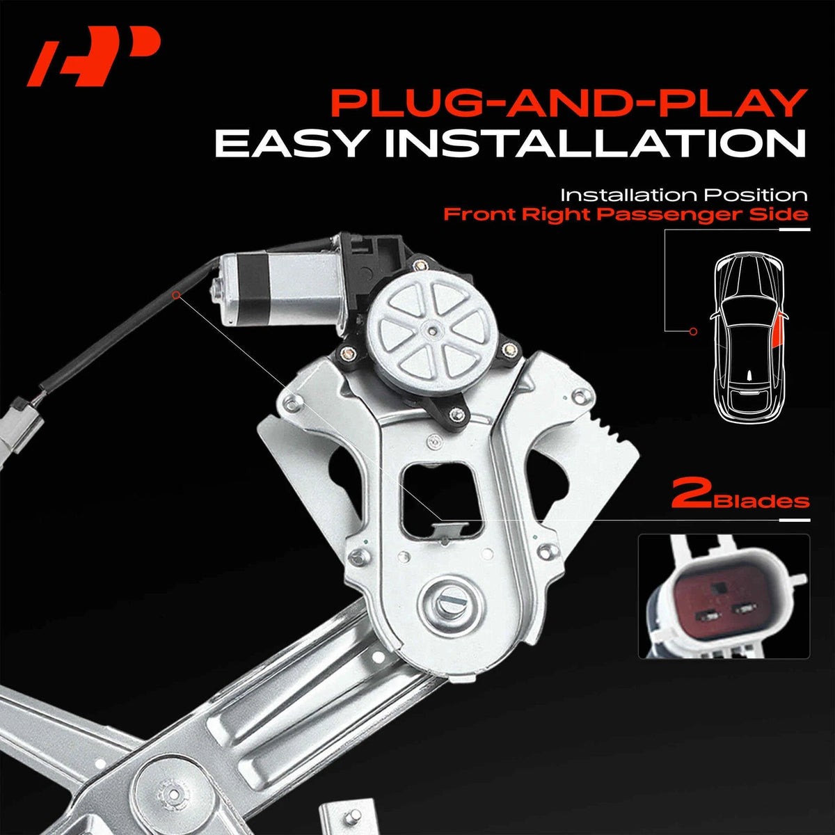 Front Right Power Window Regulator w/ Motor for Chrysler Sebring (2001–2006) 4878108AL, 748-100
