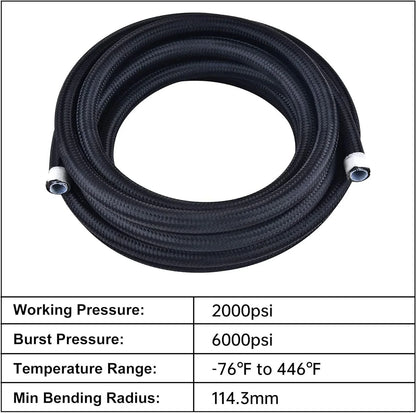 10AN E85 Nylon Braided PTFE Fuel Line Kit for Fuel Lines (10–20 ft)