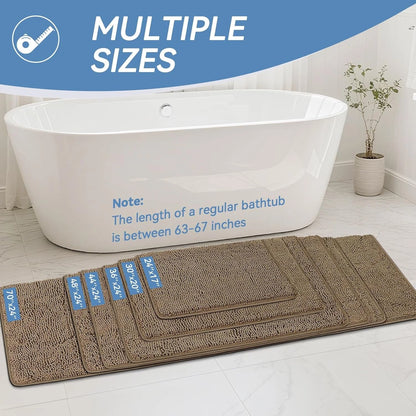 Set of 2 Non-Slip Bathroom Rugs 24x17 with Rubber Backing