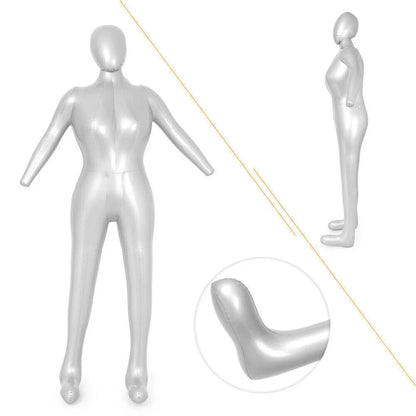 Inflatable Woman Whole Body Mannequin Fashion Dummy Torso Model Silver