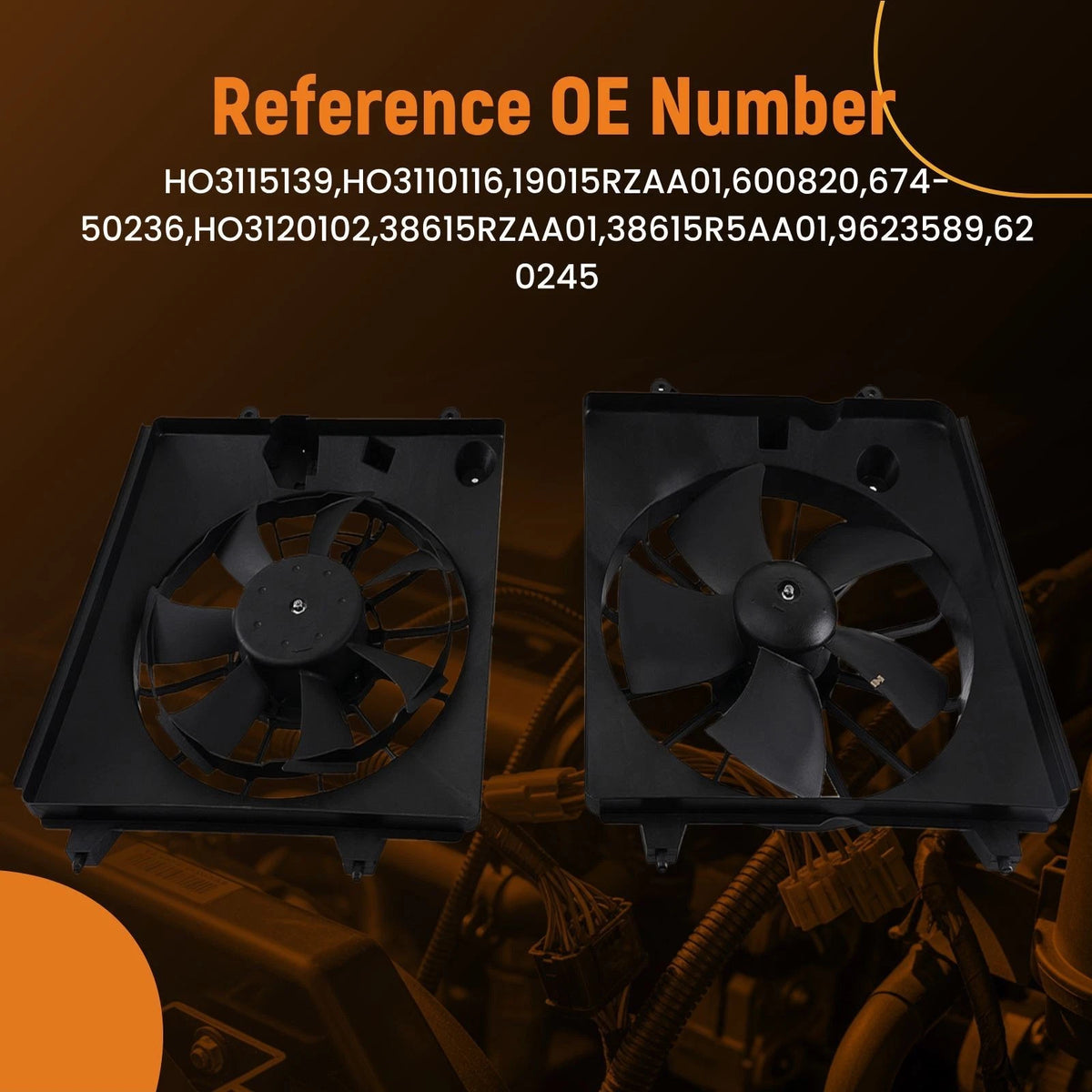 Pair Radiator A/C Condenser Cooling Fan for Honda CR-V (2007–2009) 38615RZAA01, I91SVH