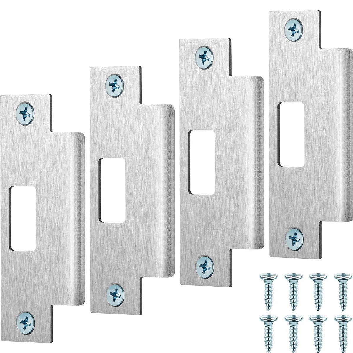 Set of 4 Deadbolt Strike Plates for Universal Use (4 7/8 x 3 3/8 x 1 1/4 Inch)