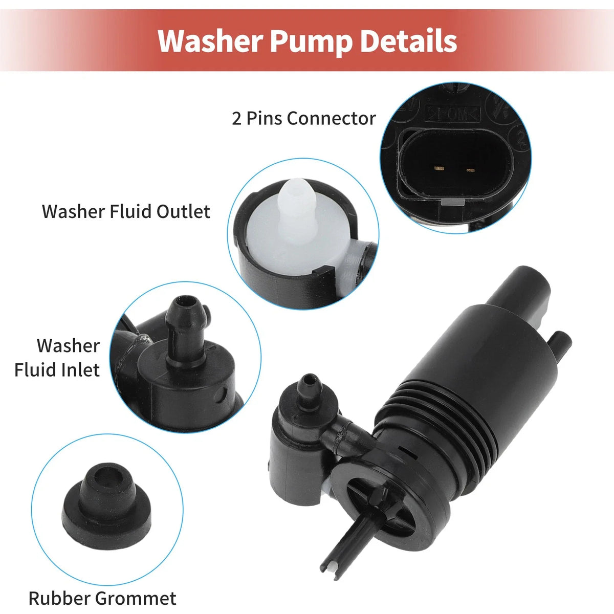 Windshield Washer Pump for Cadillac Equinox (2005–2009) No.84134930/372693