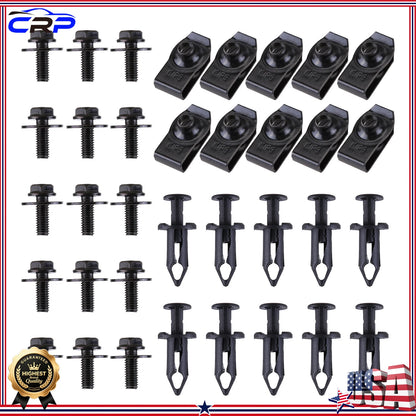 35pcs Engine Under Cover Splash Shield Fastener Bolts & U-Nut Clips for (150171197)