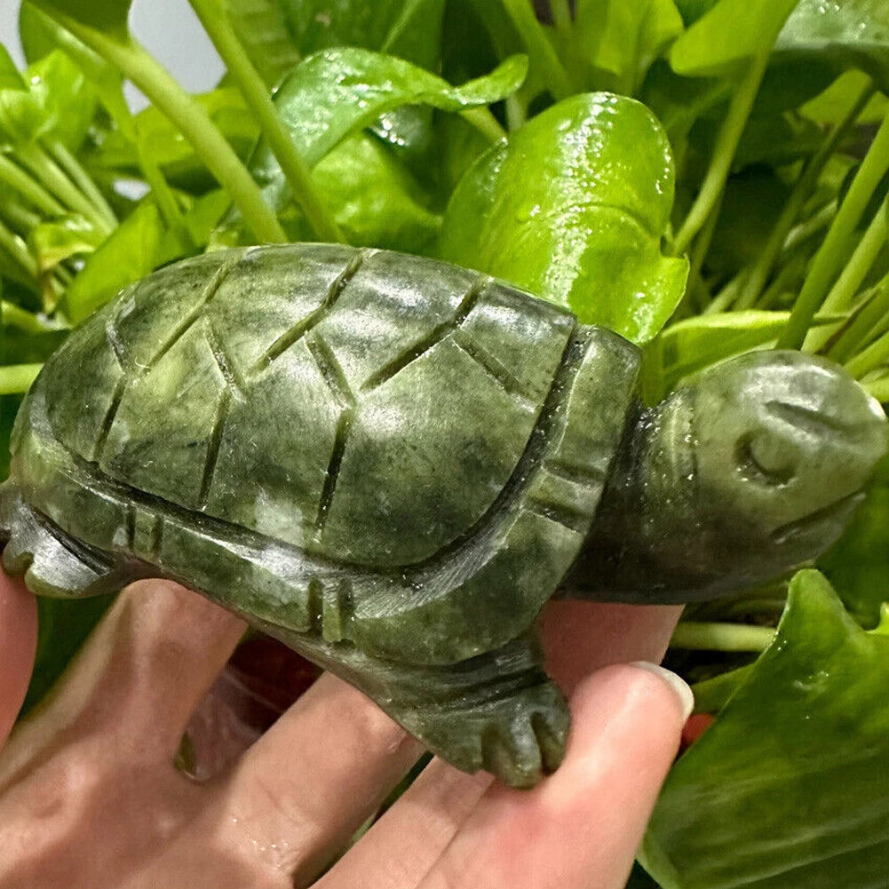 Natural Crystal Quartz Jade Turtle Carving Mineral Specimen