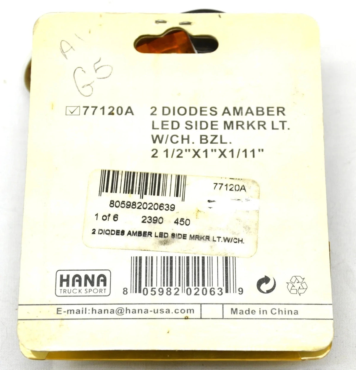 2X Side Marker Light for (77120A) - Amber LED with Chrome Bezel