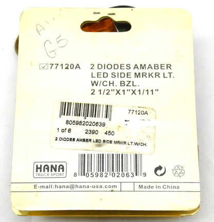 2X Side Marker Light for (77120A) - Amber LED with Chrome Bezel