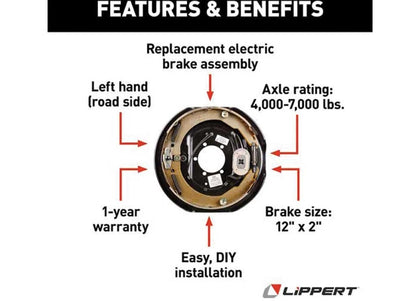 12" x 2.00" LH Brake Assy for Lippert (122259)