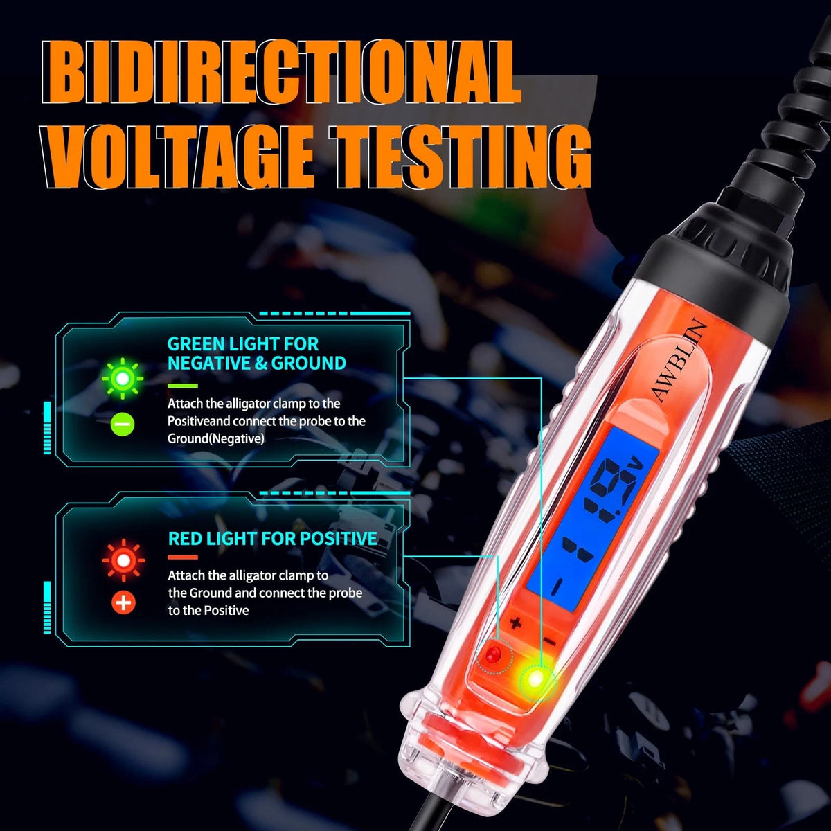 Digital Test Light for Automotive (3-72V DC)