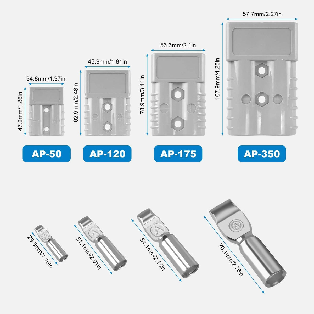 2X 175 Amp Battery Quick Connect/Disconnect Connector 1/0Awg Cable