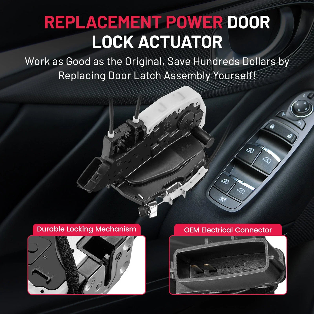 Rear Left Door Lock Actuator for Nissan Versa (2012–2019) 1.6L, Power Locks