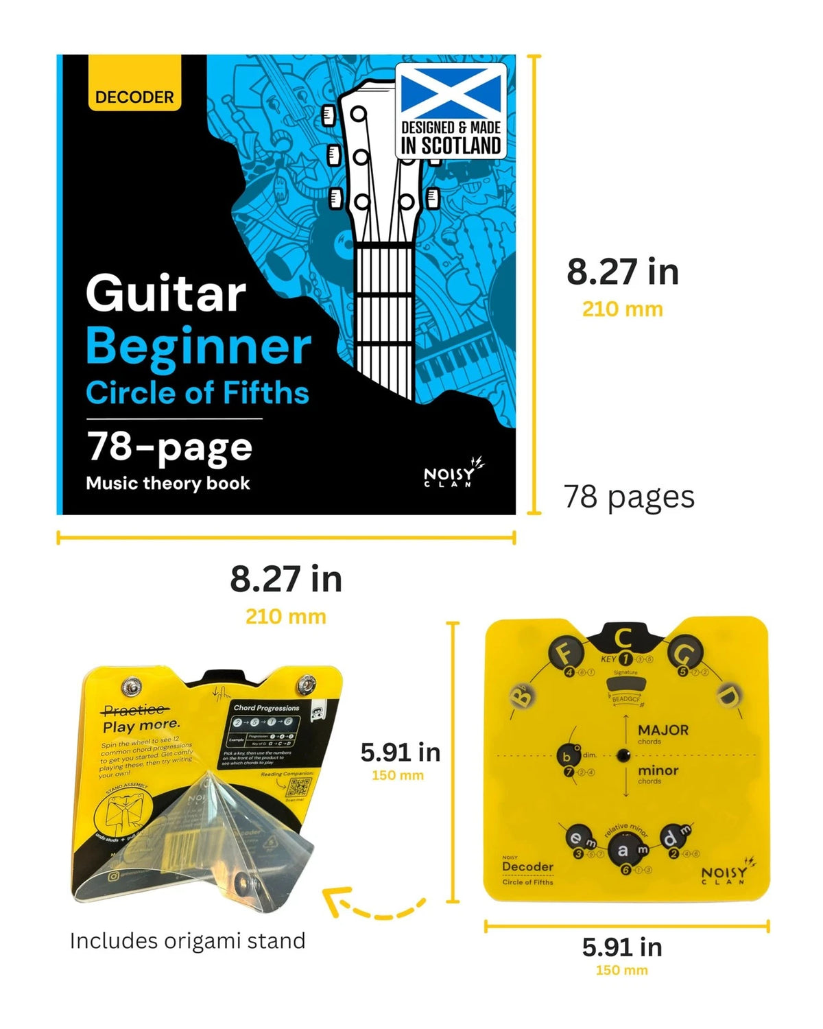 Guitar Circle of Fifths Wheel & Theory Book for Music Education