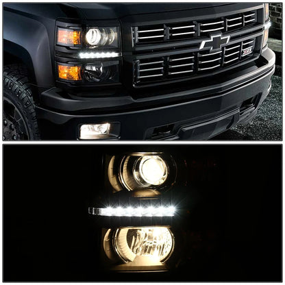 LED DRL Tube Projector Headlights for Chevy Silverado (2014–2015)
