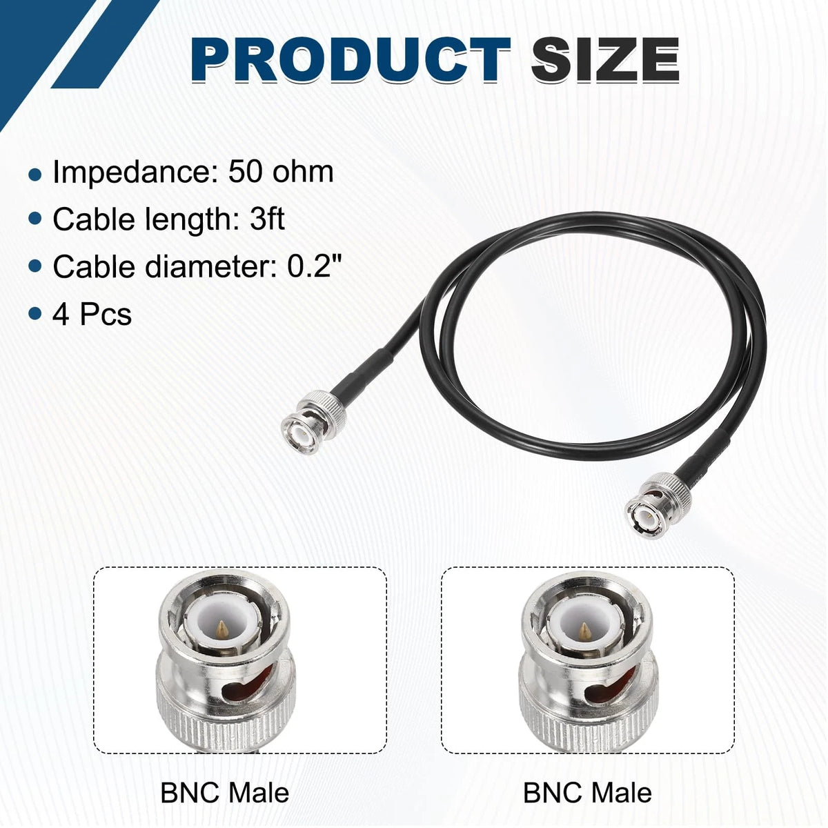 3ft RG58 Coaxial Cable with BNC Male Connectors for Automotive Use
