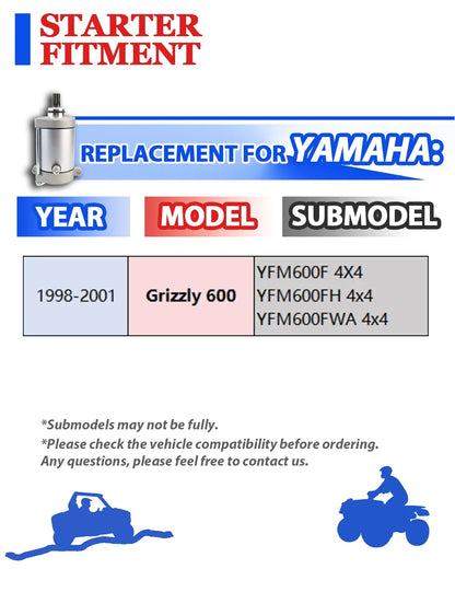 Starter for Yamaha Grizzly 600 YFM600 (1998–2001) with Bendix