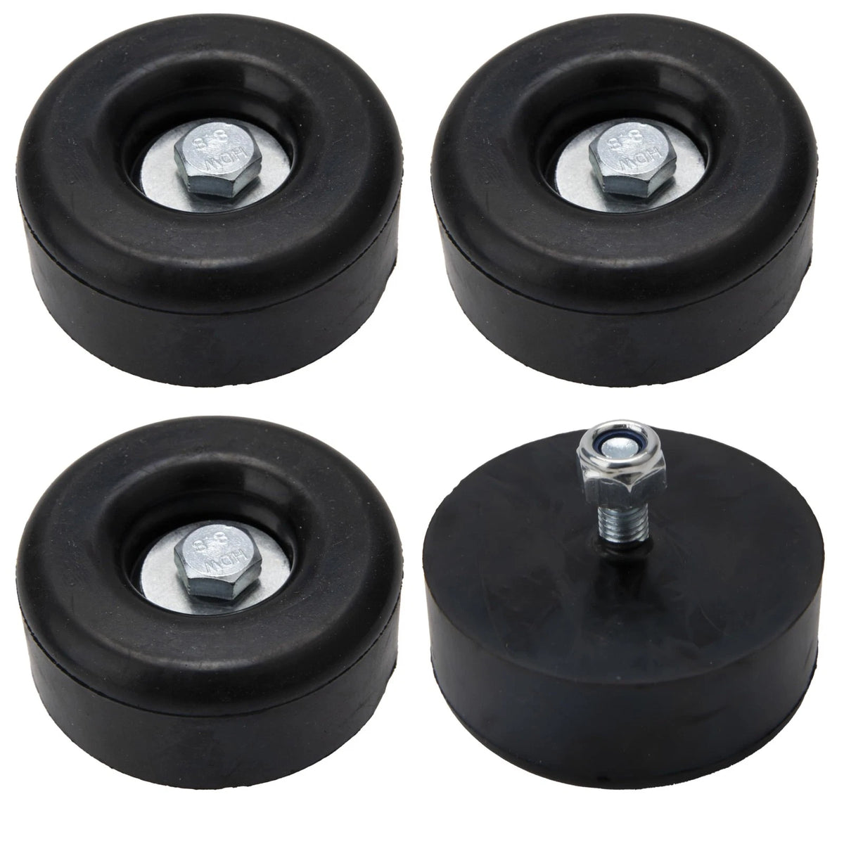 2X Round Rubber Trailer Bumpers for Door Ramp (2.5 Inches, Black)
