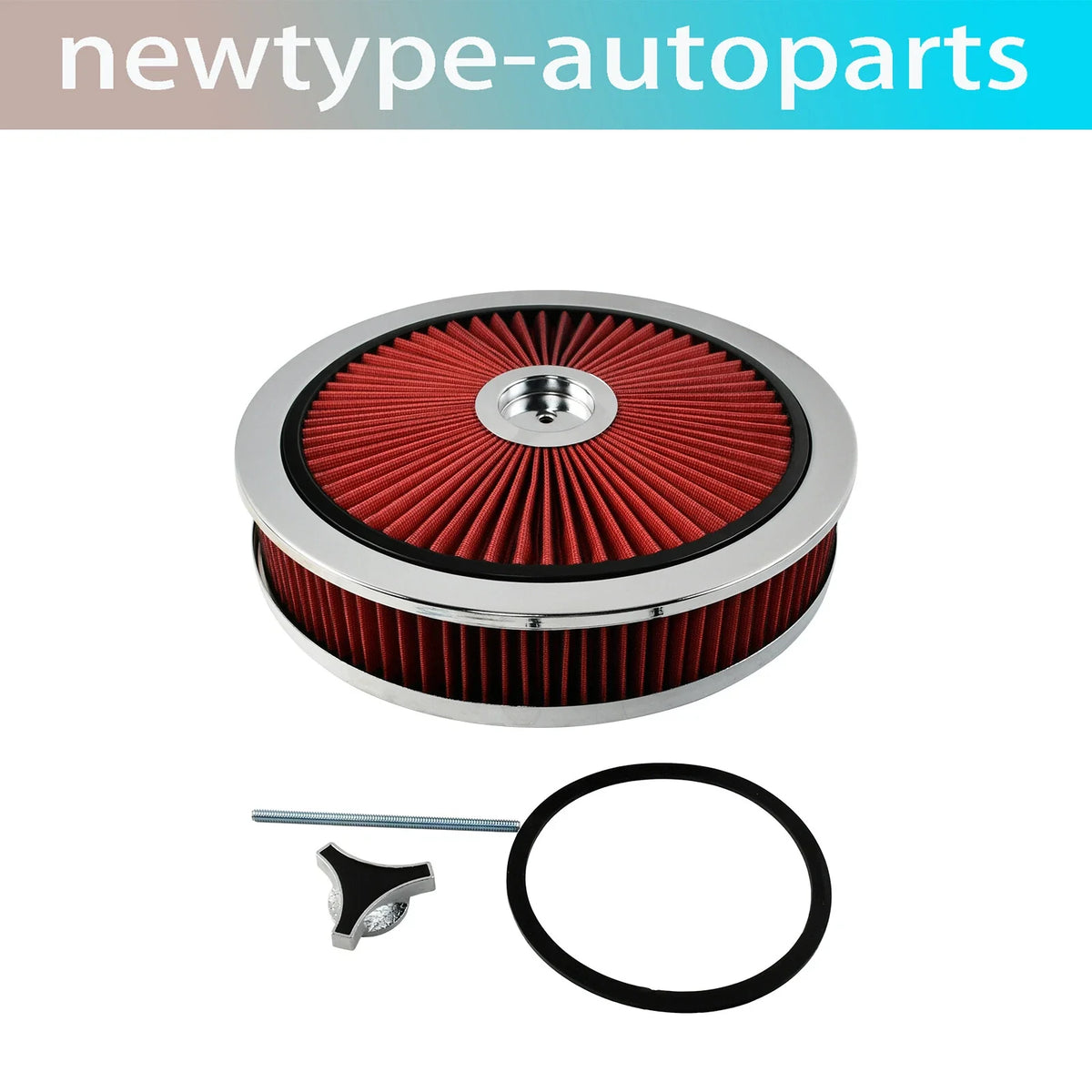 14" x 3" Red Round High Flow Washable Air Cleaner for SBC (350)