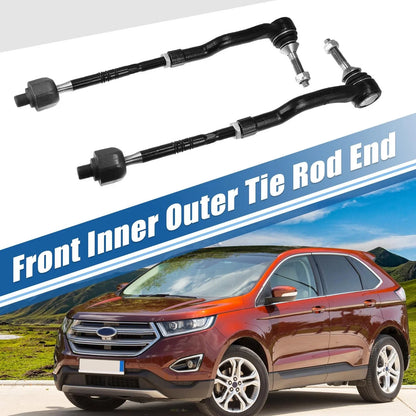 Set of 4 Front Inner Outer Tie Rod End Links ES801109 EV801122 for Ford Lincoln