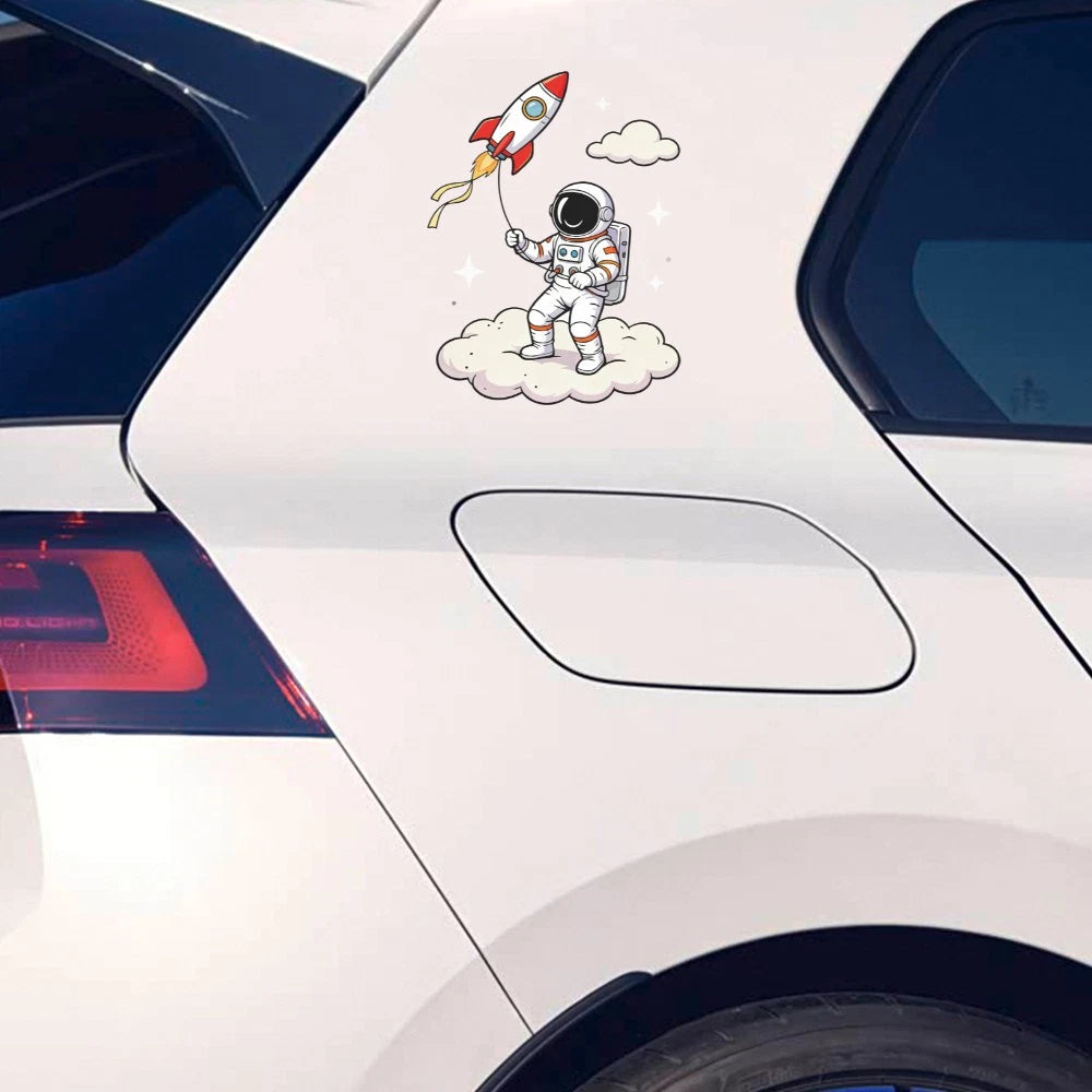 Vinyl Sticker for Laptop, Car, Luggage - Astronaut Rocket Balloon Space Cloud