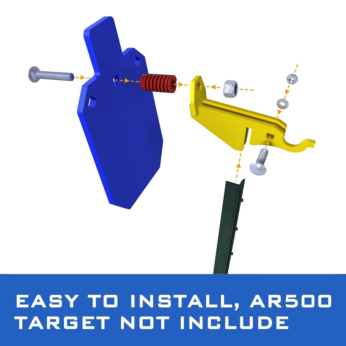 AR500 Steel Gong Hook and Recoil Spring Combo for T Post Yellow