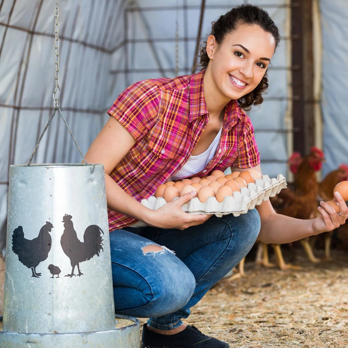 15 Pcs Farmhouse Chicken Stencils for Wood 6 Inches