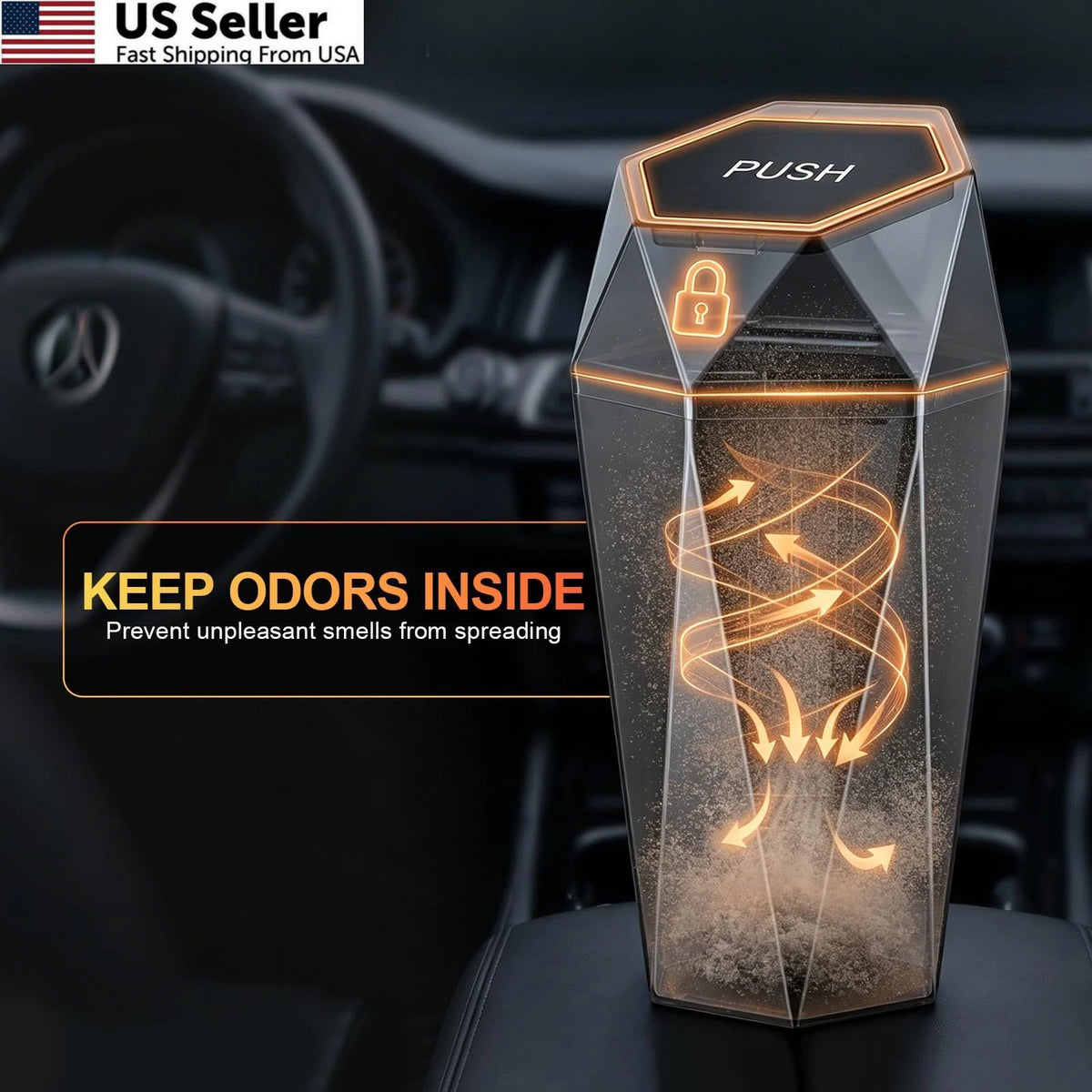 Car Trash Can with Lid for Universal Use (1 Piece, Black, Diamond Design)