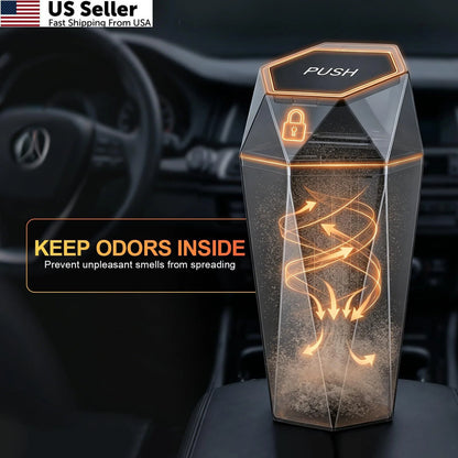 Car Trash Can with Lid for Universal Use (1 Piece, Black, Diamond Design)