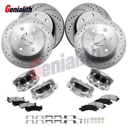 Front Rear Drilled Rotors Calipers Brake Pads for GMC Tahoe Yukon Suburban (2000–2006)