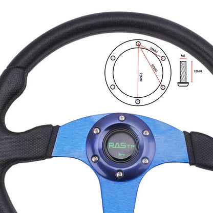 6 Bolt Blue Aluminum 14" Racing Steering Wheel Universal Fit