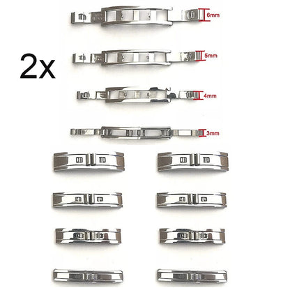 2PC Stainless Steel Watch Buckle Double Pull Folding Clasp