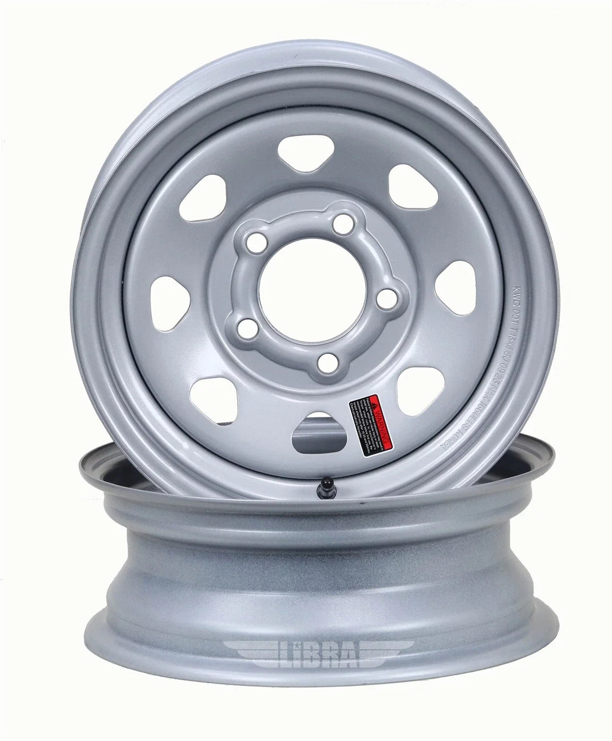 Set of 2 Libra 13 x 4.5 Trailer Wheels 5 Lug 4.5" Bolt Pattern Silver Spoke