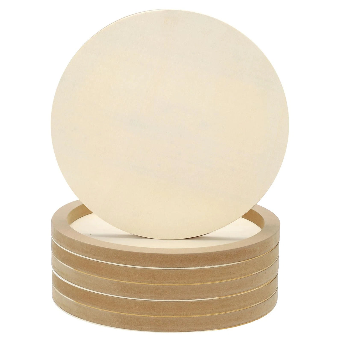 Set of 6 Unfinished 12" Round Wood Canvas Panels