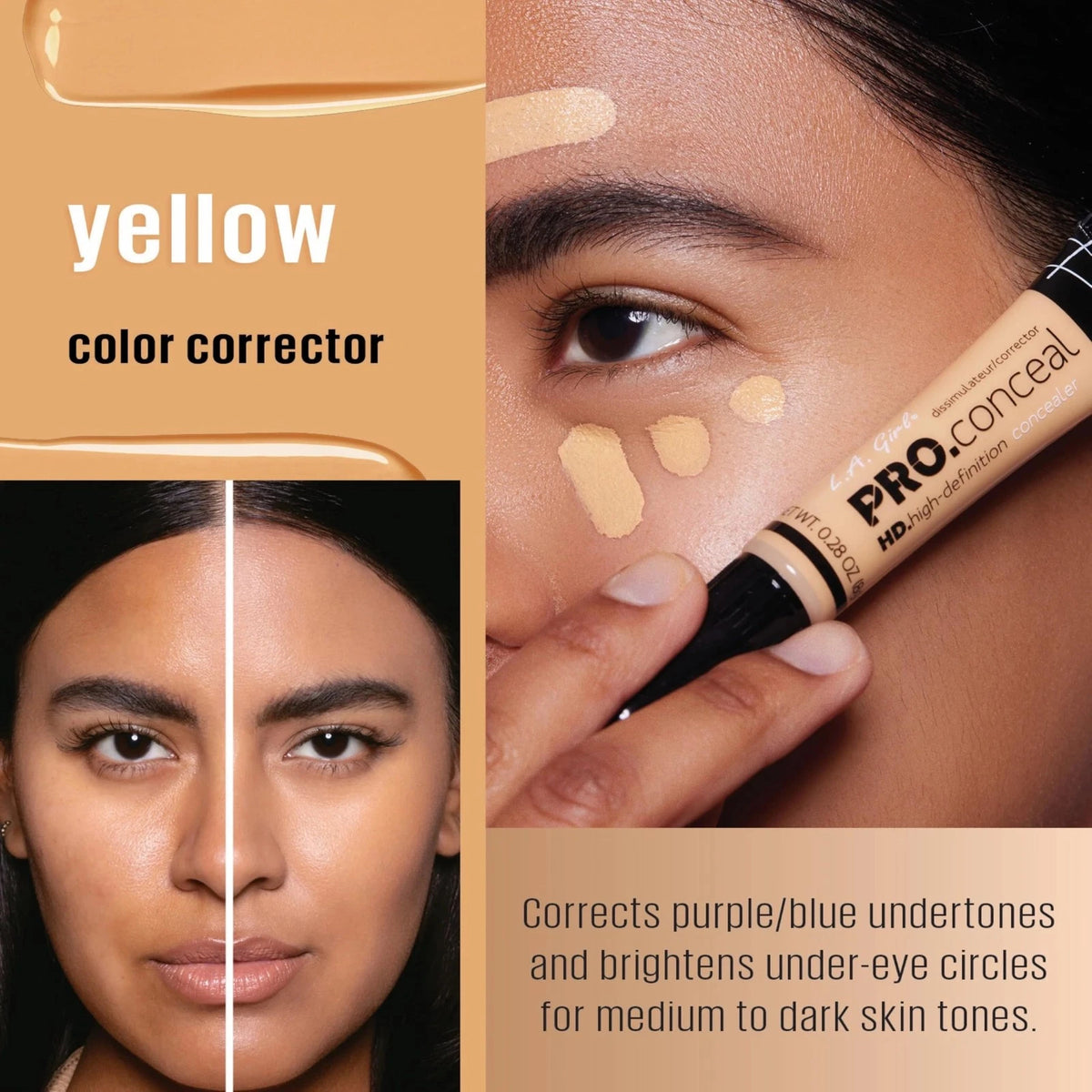 L.A. Girl Pro Conceal HD Concealer Yellow Corrector for All Models (0.28 oz)