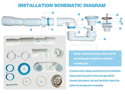 Low Profile Bath Shower Drain P Trap 1.5" for