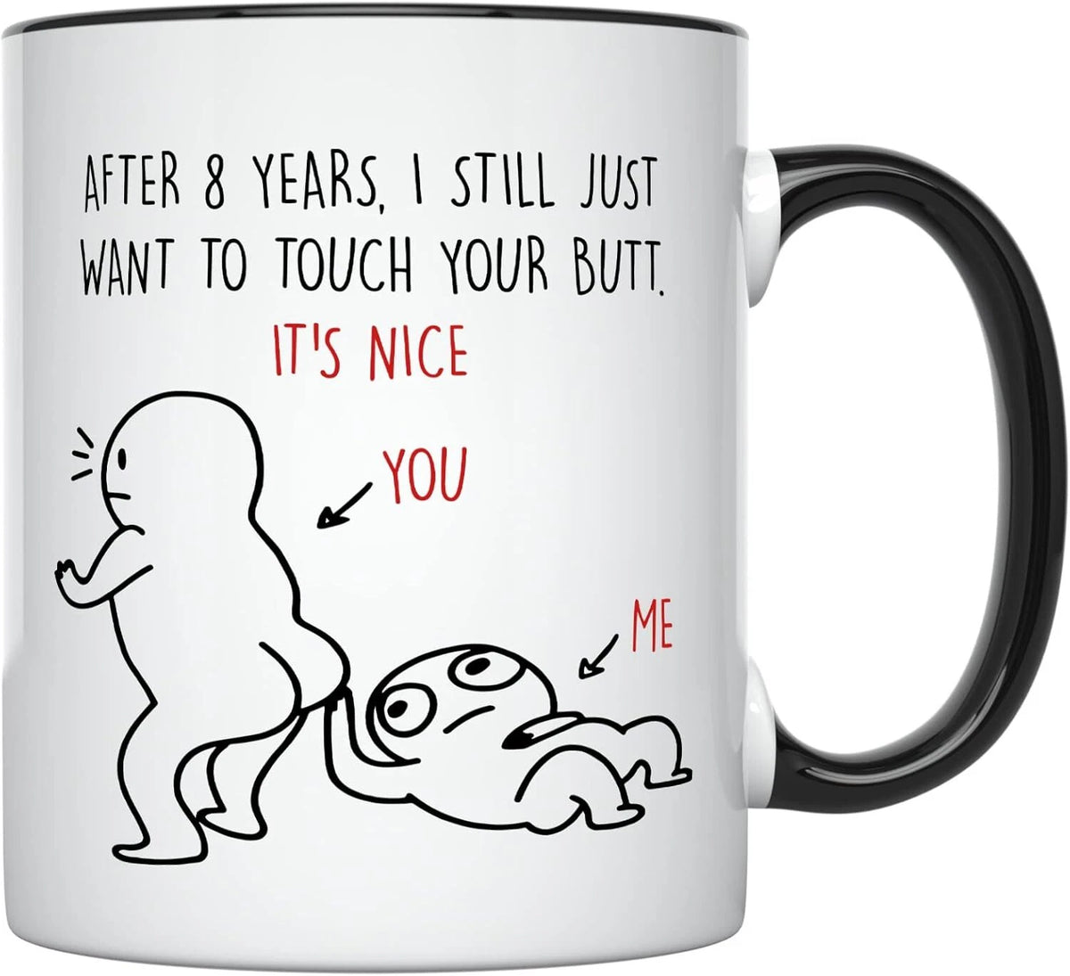 8th Anniversary Coffee Mug, 11 Ounces, Funny Gift for Him and Her