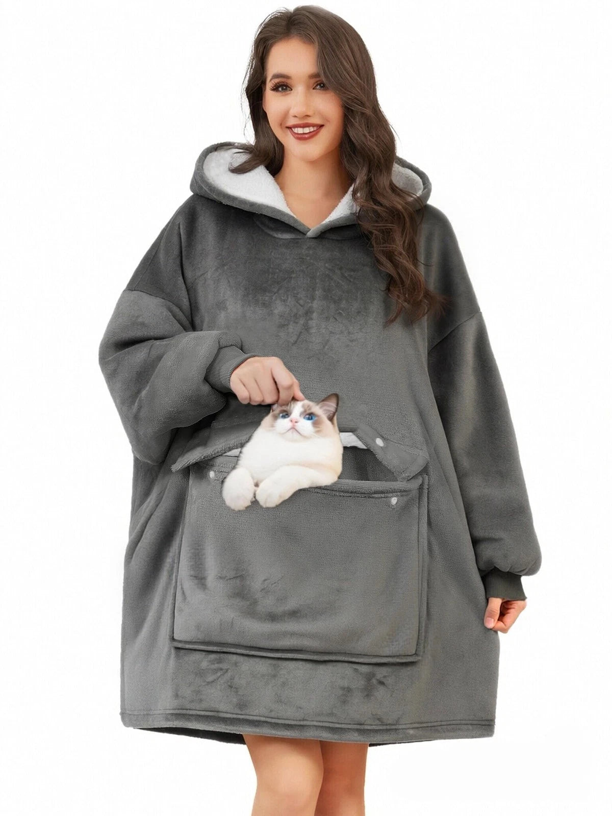 Wearable Blanket Hoodie for Women - Cozy Fluffy Gift