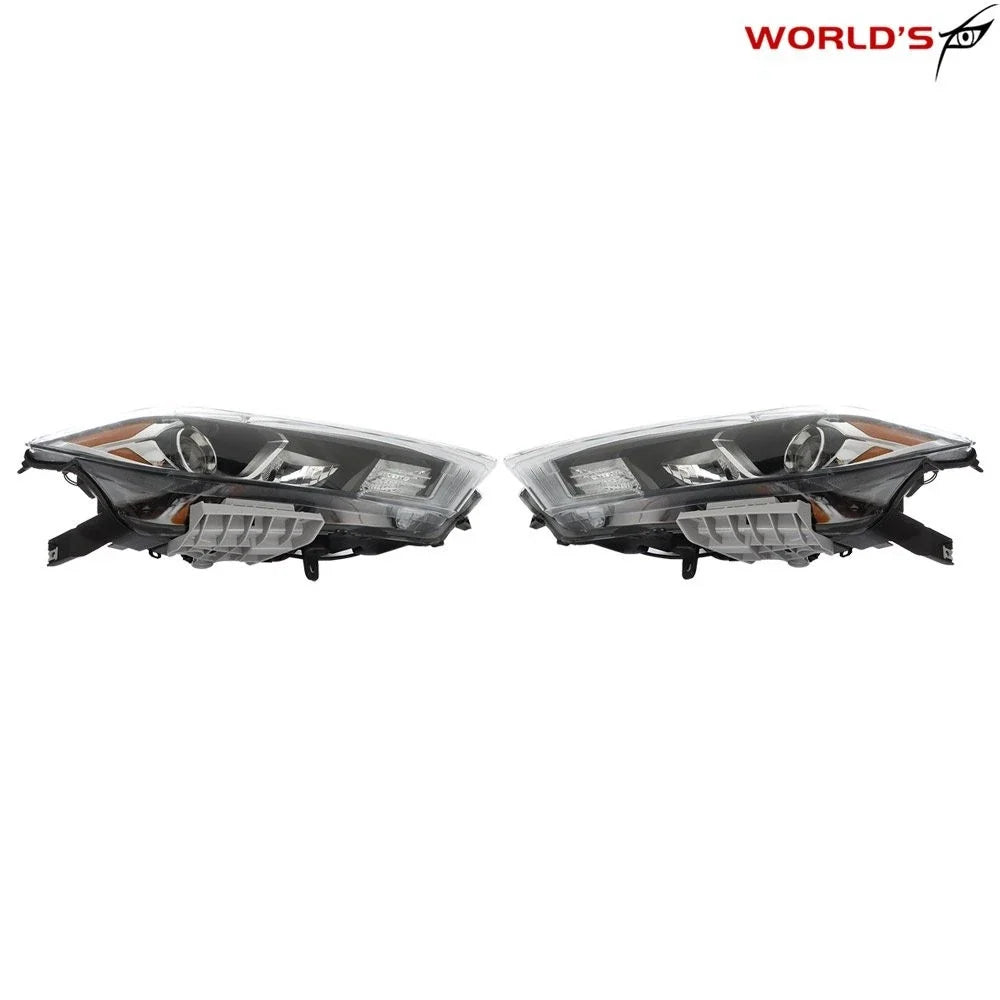 Set of 2 Black Halogen Headlights with LED DRL for Nissan Maxima (2016–2018)