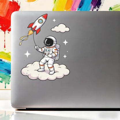Vinyl Sticker for Laptop, Car, Luggage - Astronaut Rocket Balloon Space Cloud