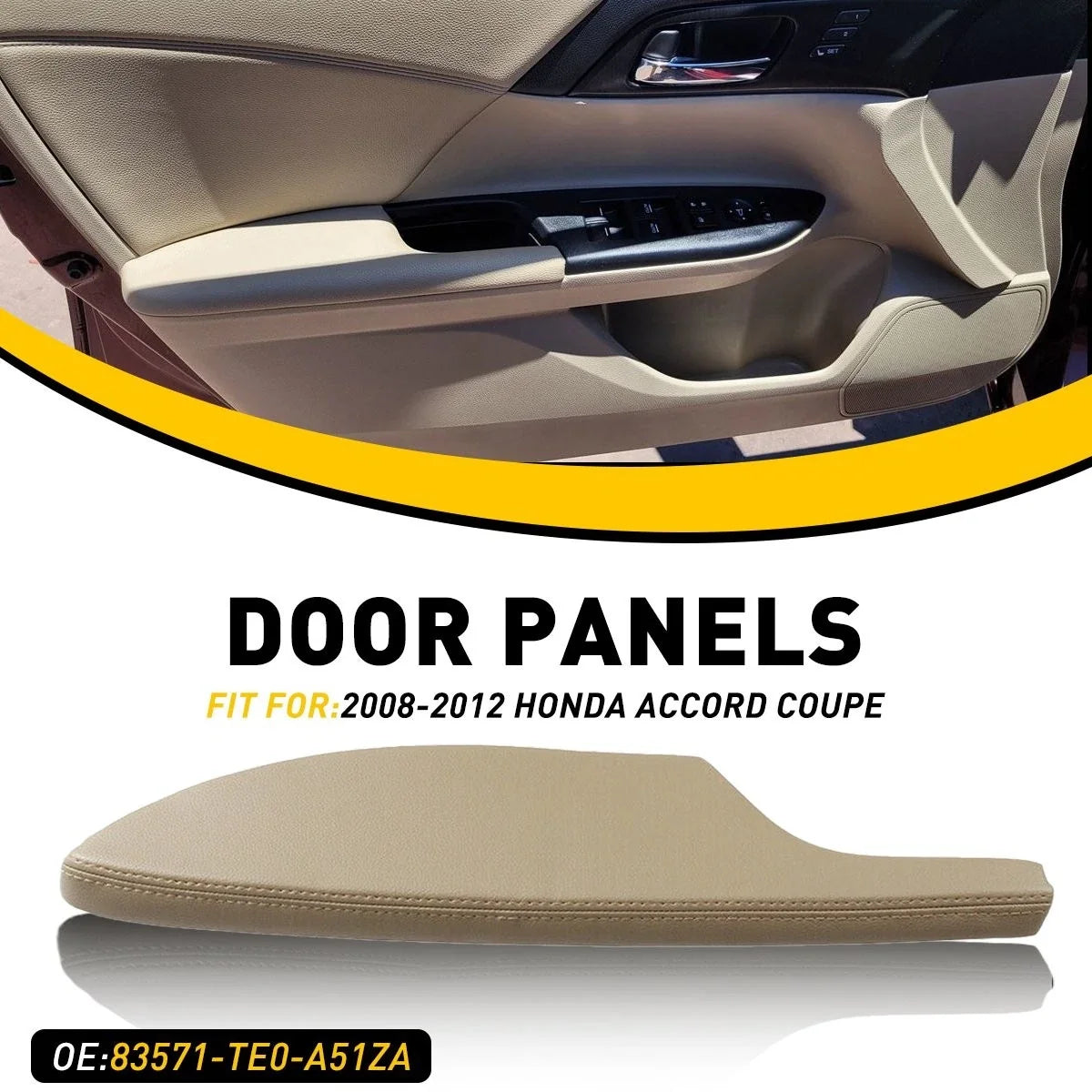 Left Side Armrest Door Panel Beige Leather for Honda Accord Coupe (2008–2012)