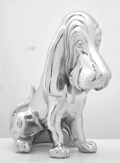 Hood Ornament for Basset Hound Chrome 4 Stud Mount (H)-HTS#5040
