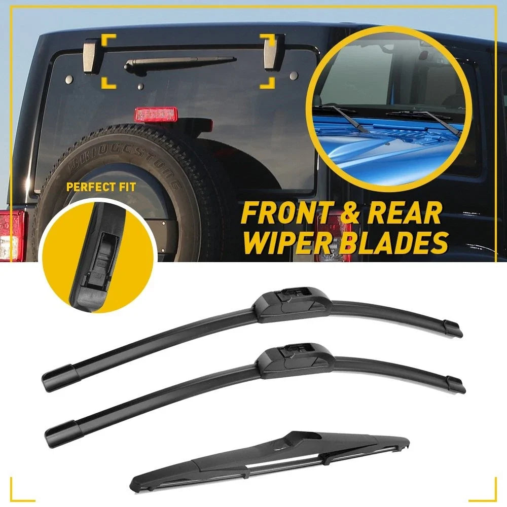 Set of 3 Front & Rear Wiper Arm & Blade for Jeep Wrangler (2000–2022) 4L0955407 B