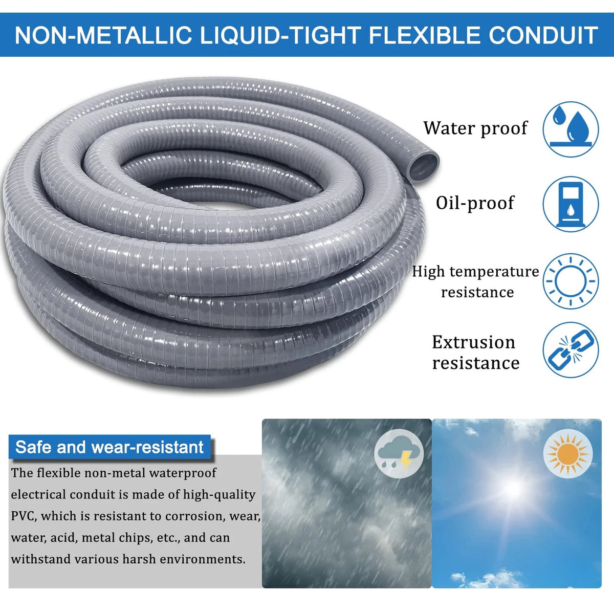 Set of 8 Connectors for Liquid-Tight Conduit 1/2IN (50 ft)
