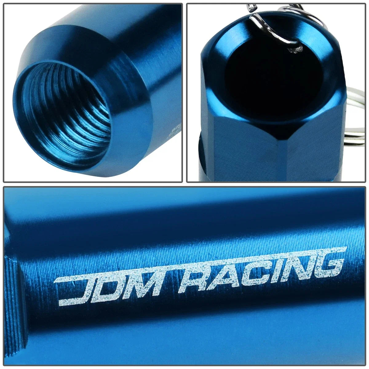 JDM Racing Wheel Lug Nut Keychain - Anodized Baby Blue Aluminum