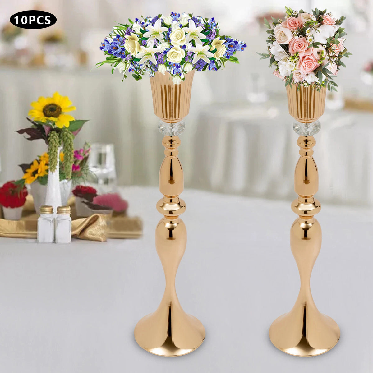 10 Pcs Metal Tall Vases for Wedding Centerpieces