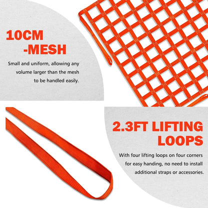Cargo Lifting Net 1100LBS for Universal Use (4.92'x4.92') Safety Orange