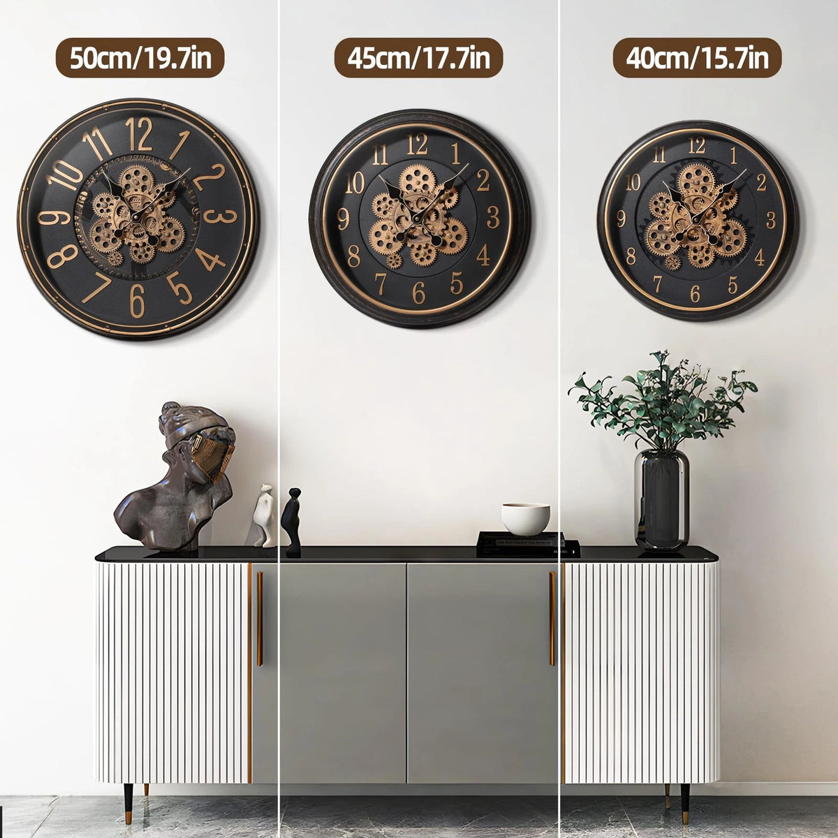 20-Inch Antique Bronze Wall Clock for Home Decor